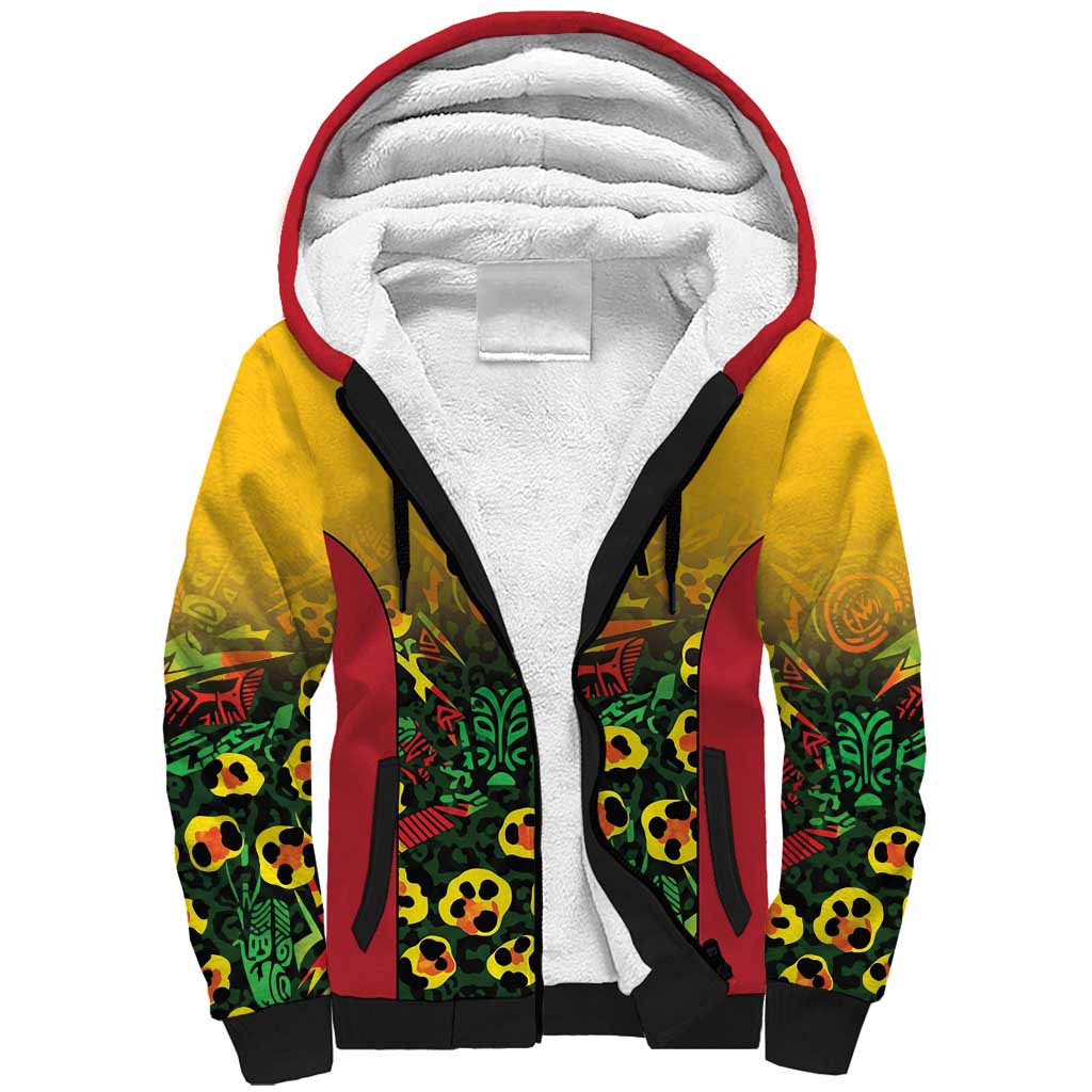 Custom Guyana Football Sherpa Hoodie Spirit of the Jaguar - Yellow - Wonder Print Shop