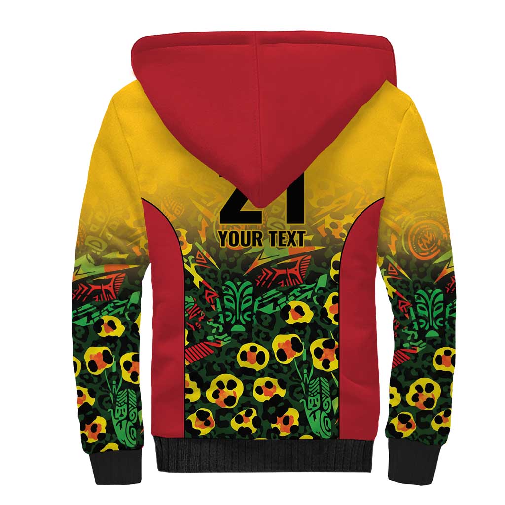 Custom Guyana Football Sherpa Hoodie Spirit of the Jaguar - Yellow - Wonder Print Shop