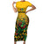 Custom Guyana Football Short Sleeve Bodycon Dress Spirit of the Jaguar - Yellow - Wonder Print Shop