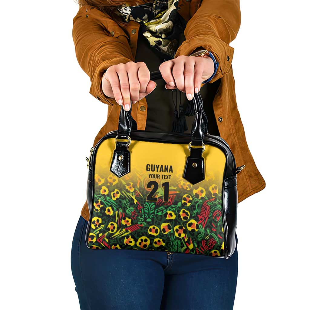 Custom Guyana Football Shoulder Handbag Spirit of the Jaguar - Yellow - Wonder Print Shop