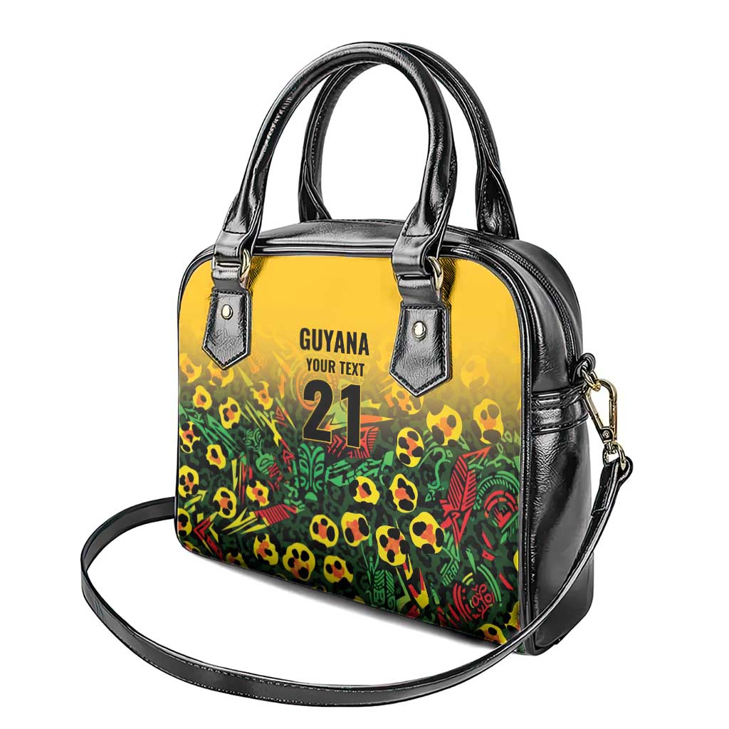Custom Guyana Football Shoulder Handbag Spirit of the Jaguar - Yellow - Wonder Print Shop