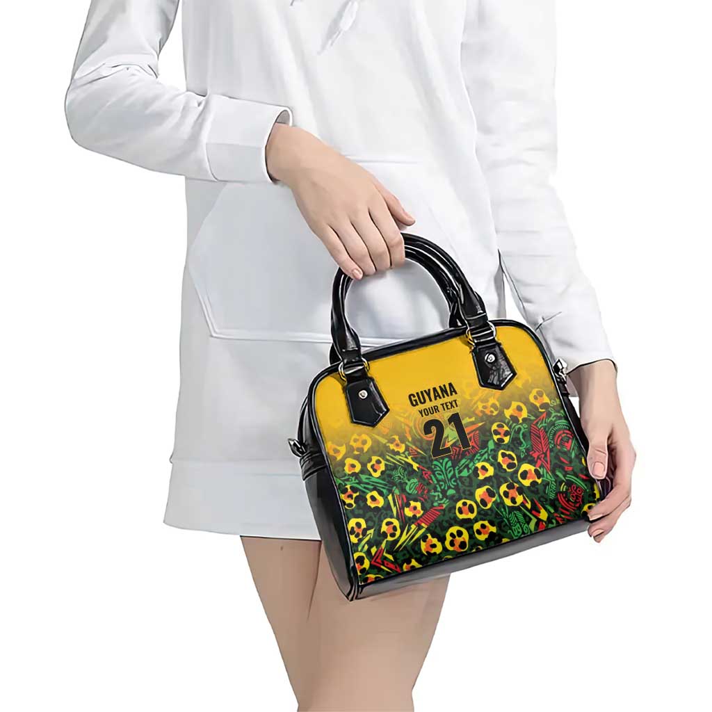 Custom Guyana Football Shoulder Handbag Spirit of the Jaguar - Yellow - Wonder Print Shop