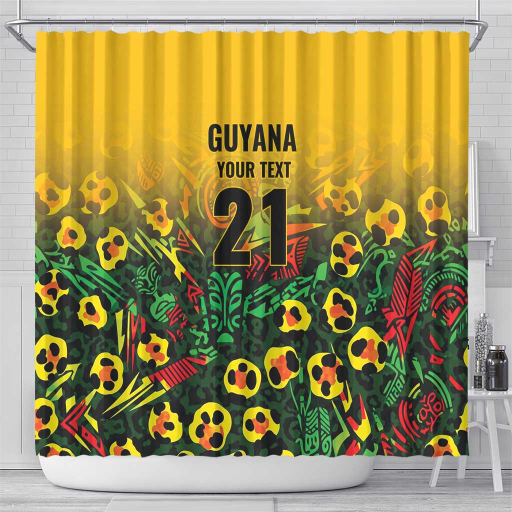 Custom Guyana Football Shower Curtain Spirit of the Jaguar - Yellow - Wonder Print Shop
