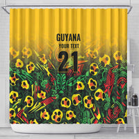 Custom Guyana Football Shower Curtain Spirit of the Jaguar - Yellow - Wonder Print Shop
