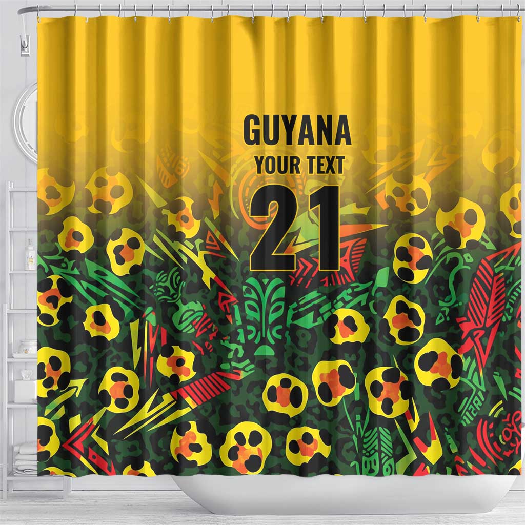 Custom Guyana Football Shower Curtain Spirit of the Jaguar - Yellow - Wonder Print Shop