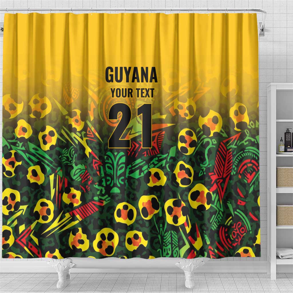 Custom Guyana Football Shower Curtain Spirit of the Jaguar - Yellow - Wonder Print Shop