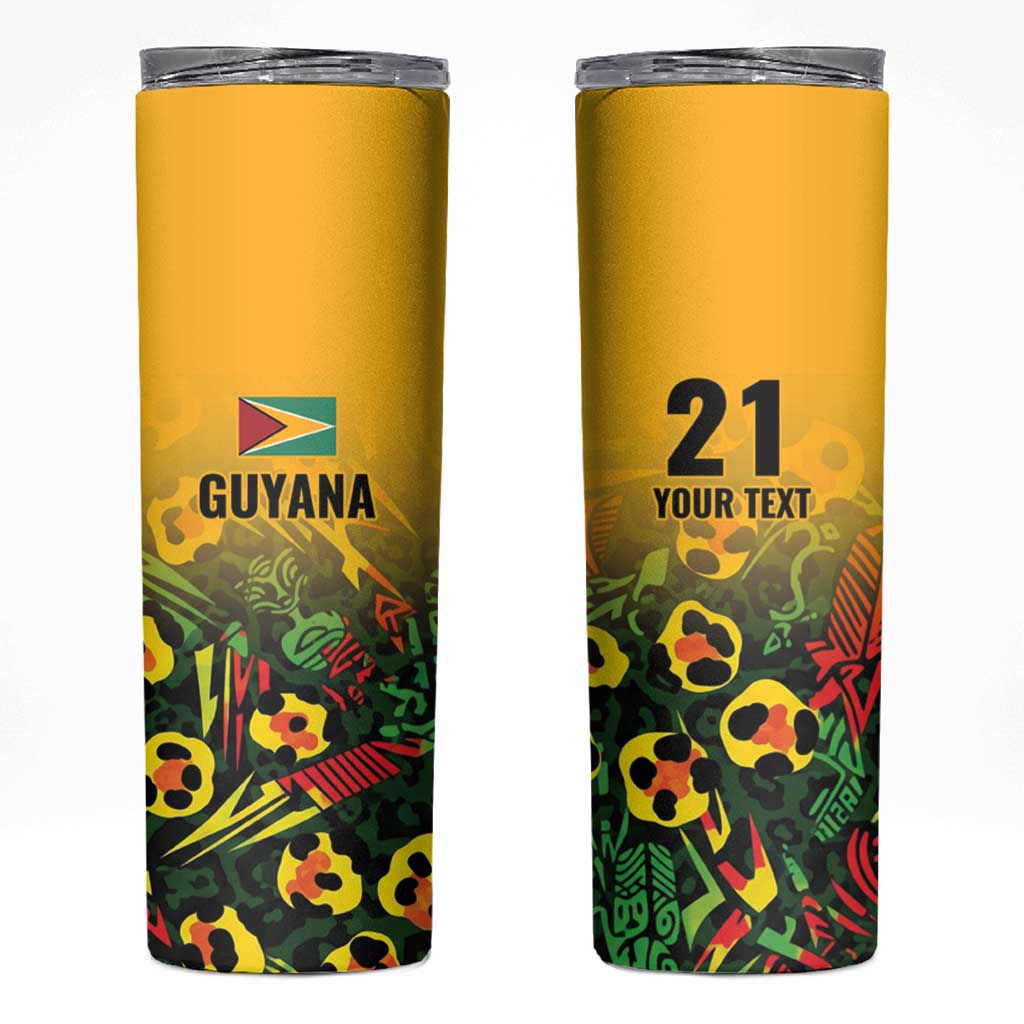 Custom Guyana Football Skinny Tumbler Spirit of the Jaguar - Yellow - Wonder Print Shop
