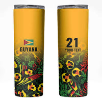 Custom Guyana Football Skinny Tumbler Spirit of the Jaguar - Yellow - Wonder Print Shop