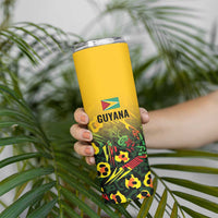 Custom Guyana Football Skinny Tumbler Spirit of the Jaguar - Yellow - Wonder Print Shop