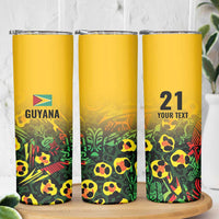 Custom Guyana Football Skinny Tumbler Spirit of the Jaguar - Yellow - Wonder Print Shop