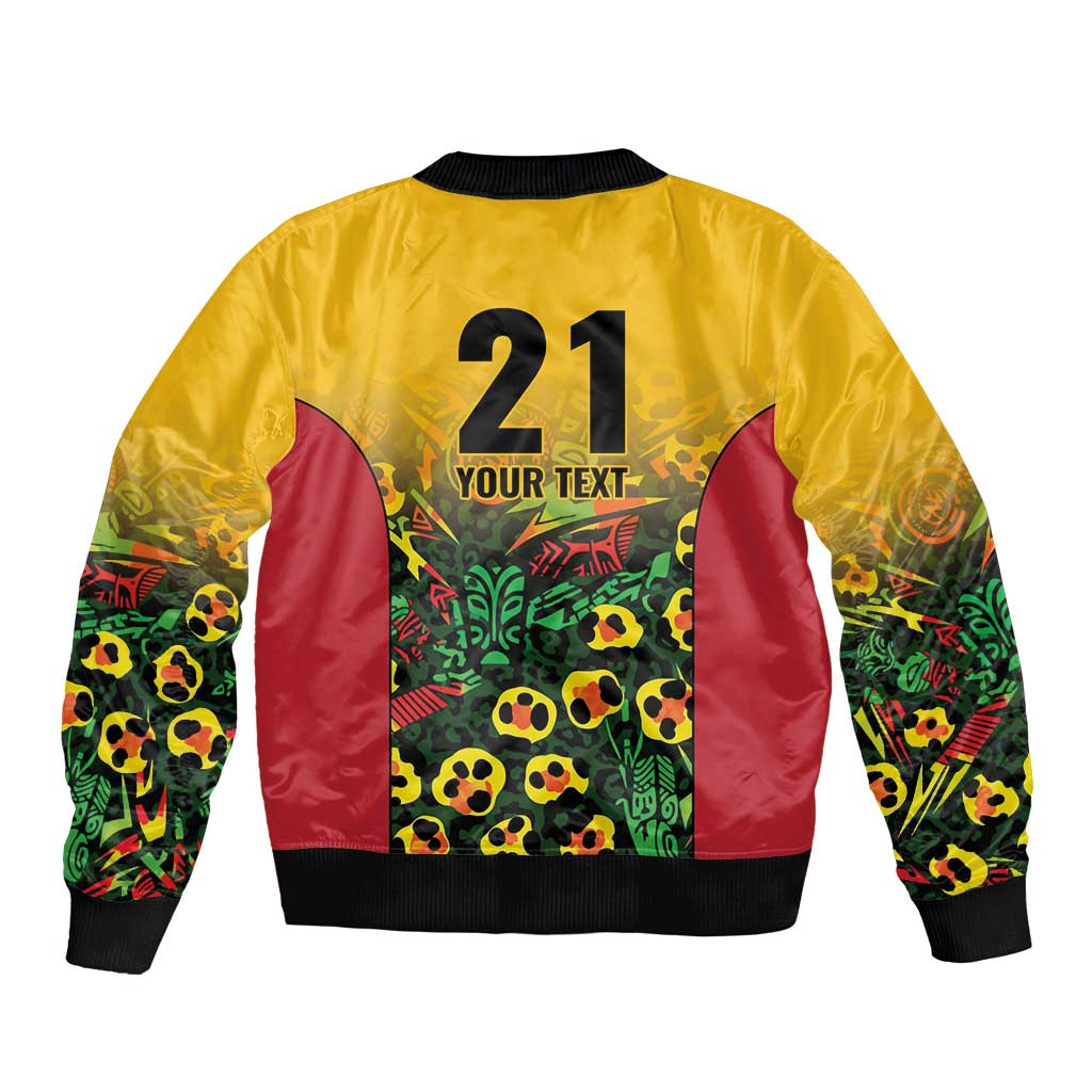 Custom Guyana Football Sleeve Zip Bomber Jacket Spirit of the Jaguar - Yellow - Wonder Print Shop
