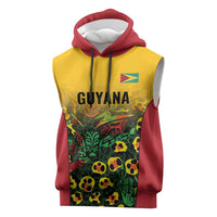 Custom Guyana Football Sleeveless Hoodie Spirit of the Jaguar - Yellow - Wonder Print Shop