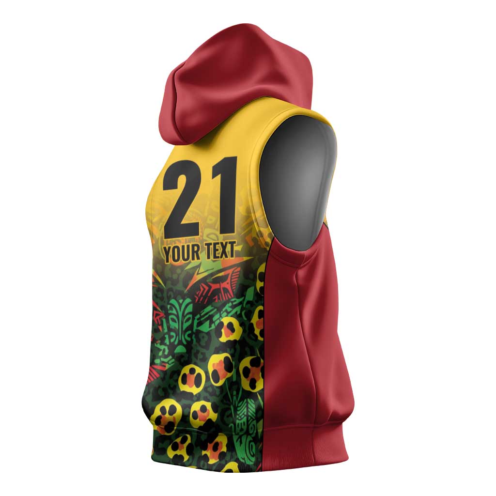 Custom Guyana Football Sleeveless Hoodie Spirit of the Jaguar - Yellow - Wonder Print Shop