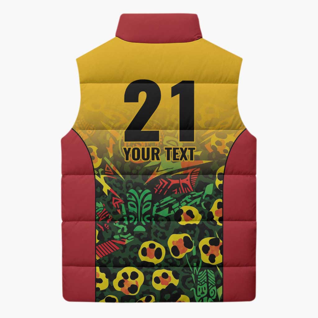 Custom Guyana Football Sleeveless Puffer Jacket Spirit of the Jaguar - Yellow - Wonder Print Shop