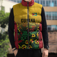 Custom Guyana Football Sleeveless Puffer Jacket Spirit of the Jaguar - Yellow - Wonder Print Shop