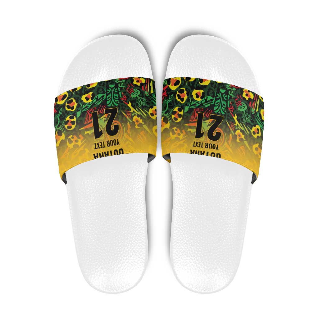Custom Guyana Football Slide Sandals Spirit of the Jaguar - Yellow - Wonder Print Shop