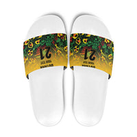 Custom Guyana Football Slide Sandals Spirit of the Jaguar - Yellow - Wonder Print Shop