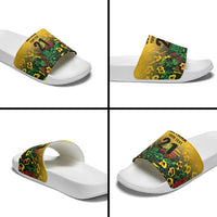 Custom Guyana Football Slide Sandals Spirit of the Jaguar - Yellow - Wonder Print Shop