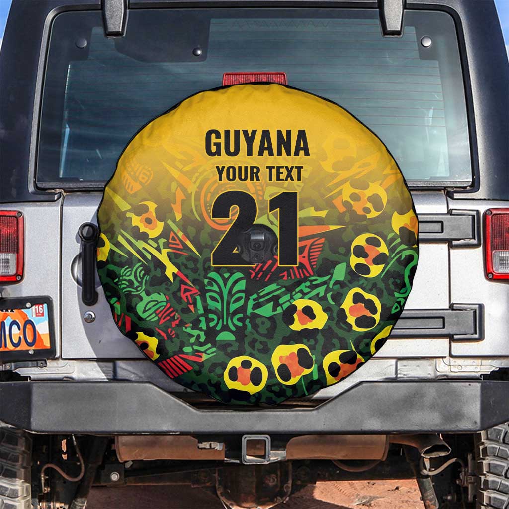 Custom Guyana Football Spare Tire Cover Spirit of the Jaguar - Yellow - Wonder Print Shop