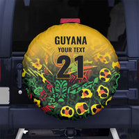 Custom Guyana Football Spare Tire Cover Spirit of the Jaguar - Yellow - Wonder Print Shop