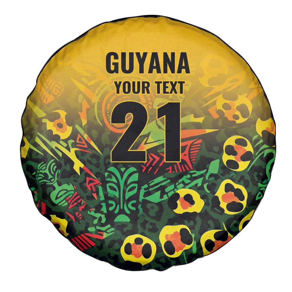 Custom Guyana Football Spare Tire Cover Spirit of the Jaguar - Yellow - Wonder Print Shop