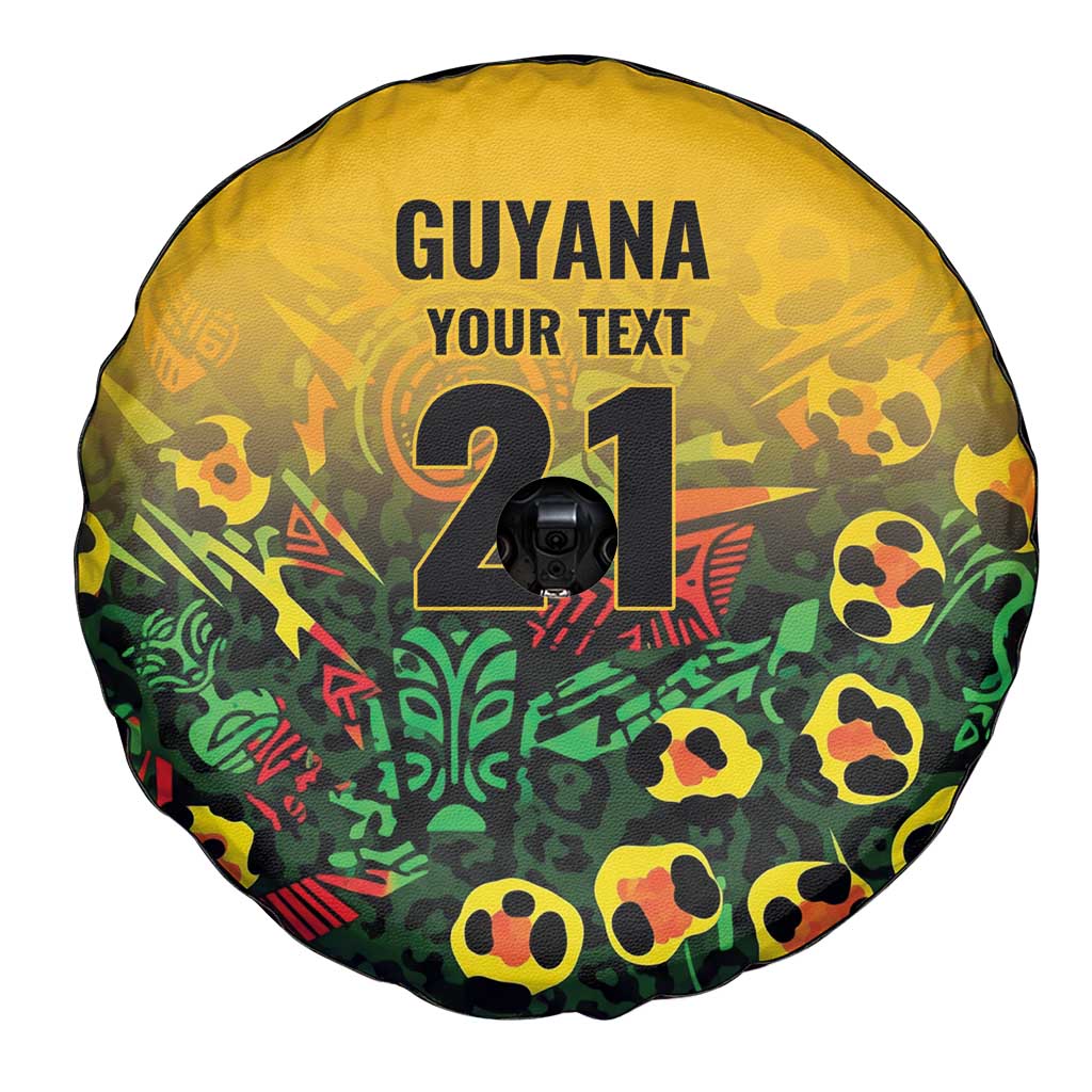 Custom Guyana Football Spare Tire Cover Spirit of the Jaguar - Yellow - Wonder Print Shop