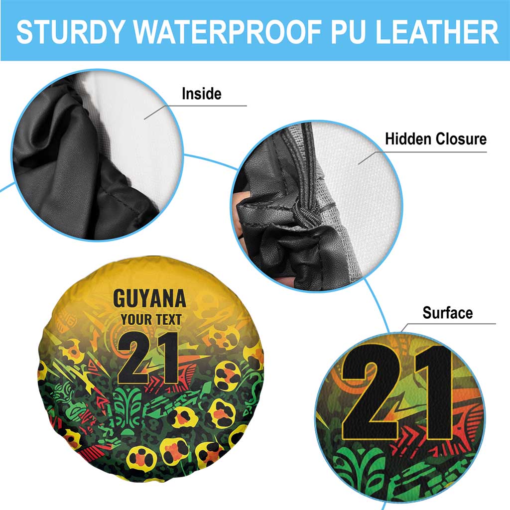 Custom Guyana Football Spare Tire Cover Spirit of the Jaguar - Yellow - Wonder Print Shop