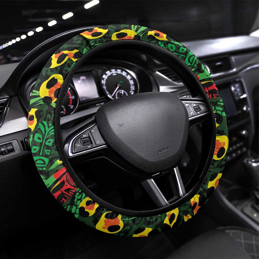 Guyana Football Steering Wheel Cover Spirit of the Jaguar - Yellow - Wonder Print Shop