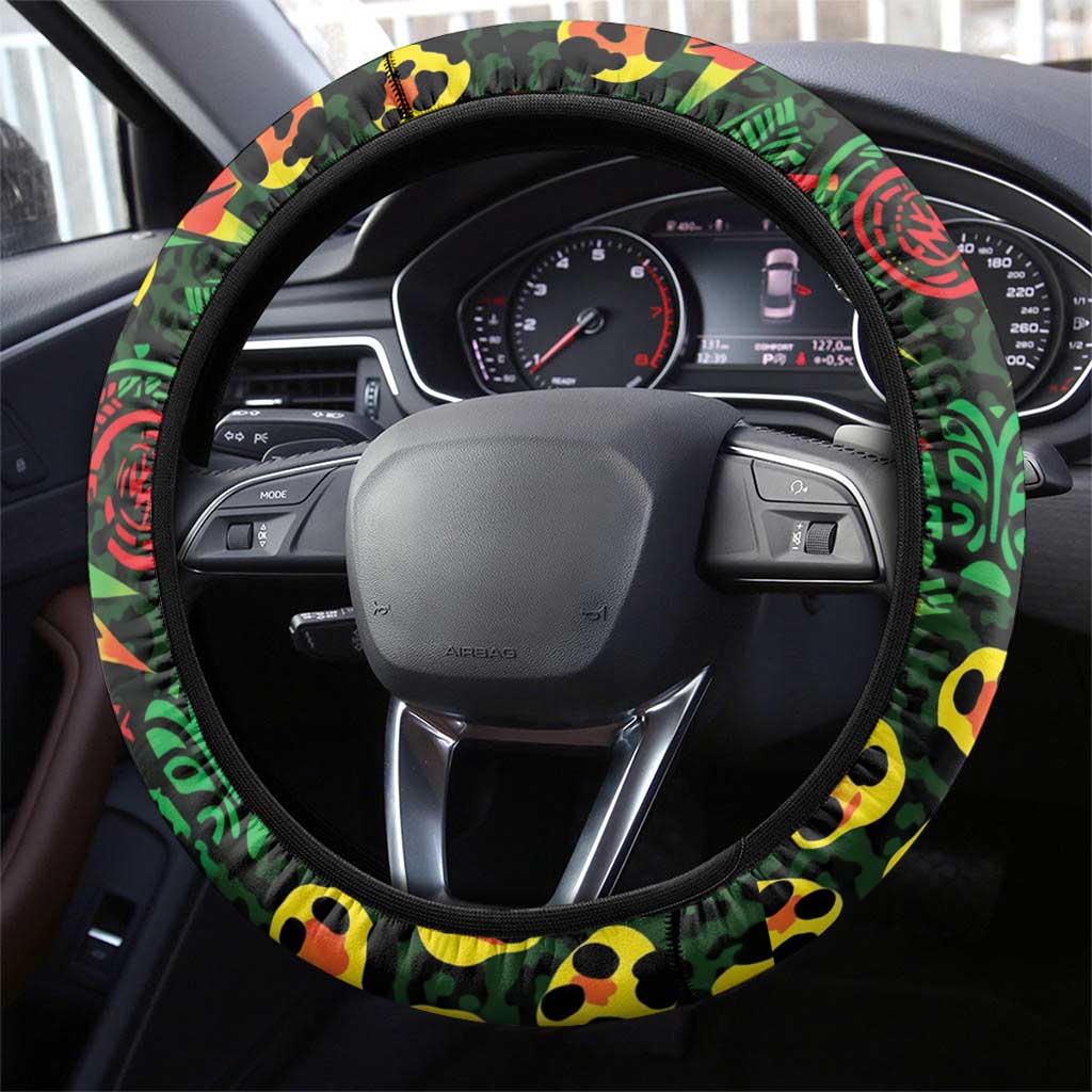 Guyana Football Steering Wheel Cover Spirit of the Jaguar - Yellow - Wonder Print Shop