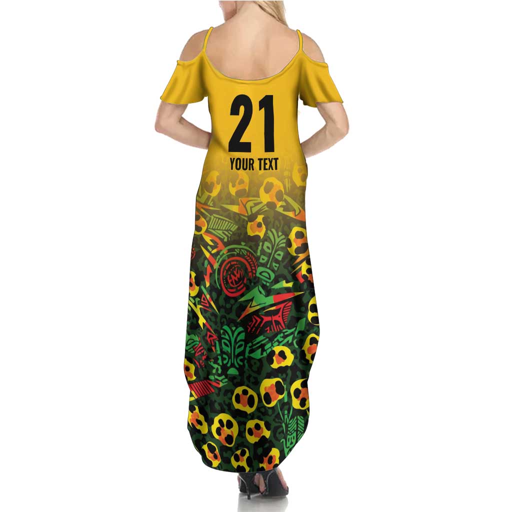 Custom Guyana Football Summer Maxi Dress Spirit of the Jaguar - Yellow - Wonder Print Shop