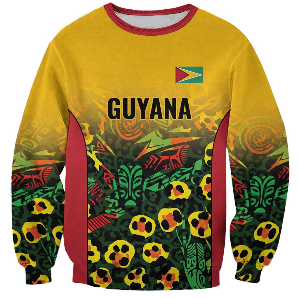 Custom Guyana Football Sweatshirt Spirit of the Jaguar - Yellow - Wonder Print Shop