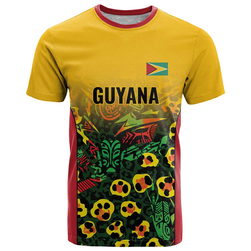 Custom Guyana Football T Shirt Spirit of the Jaguar - Yellow - Wonder Print Shop