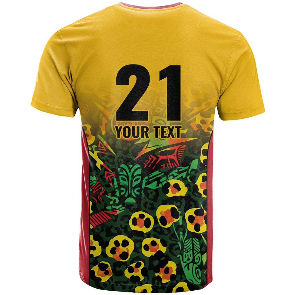Custom Guyana Football T Shirt Spirit of the Jaguar - Yellow - Wonder Print Shop