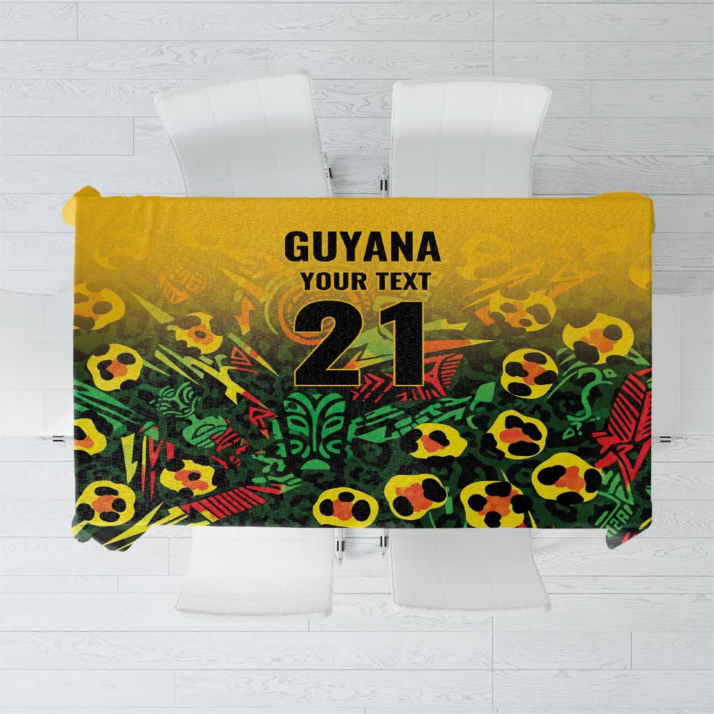 Custom Guyana Football Tablecloth Spirit of the Jaguar - Yellow - Wonder Print Shop
