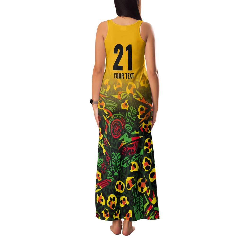 Custom Guyana Football Tank Maxi Dress Spirit of the Jaguar - Yellow - Wonder Print Shop