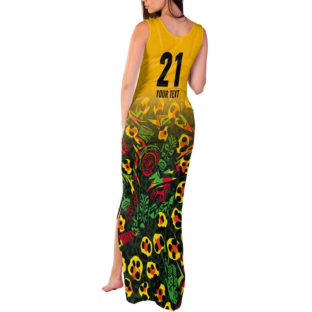 Custom Guyana Football Tank Maxi Dress Spirit of the Jaguar - Yellow - Wonder Print Shop