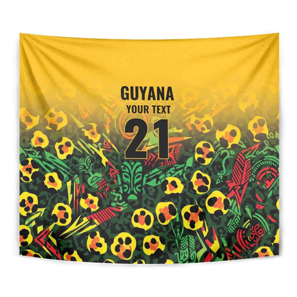 Custom Guyana Football Tapestry Spirit of the Jaguar - Yellow - Wonder Print Shop