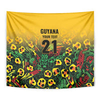 Custom Guyana Football Tapestry Spirit of the Jaguar - Yellow - Wonder Print Shop