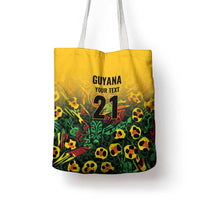 Custom Guyana Football Tote Bag Spirit of the Jaguar - Yellow - Wonder Print Shop