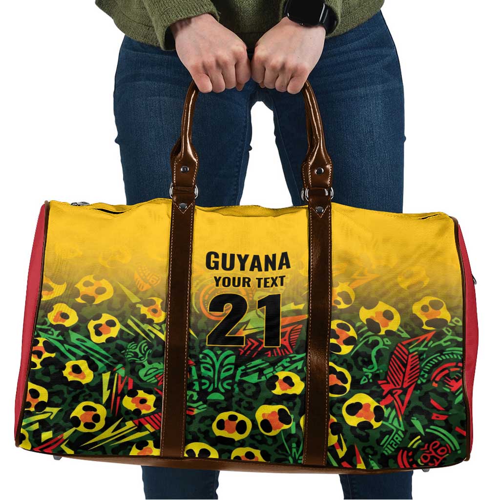 Custom Guyana Football Travel Bag Spirit of the Jaguar - Yellow - Wonder Print Shop