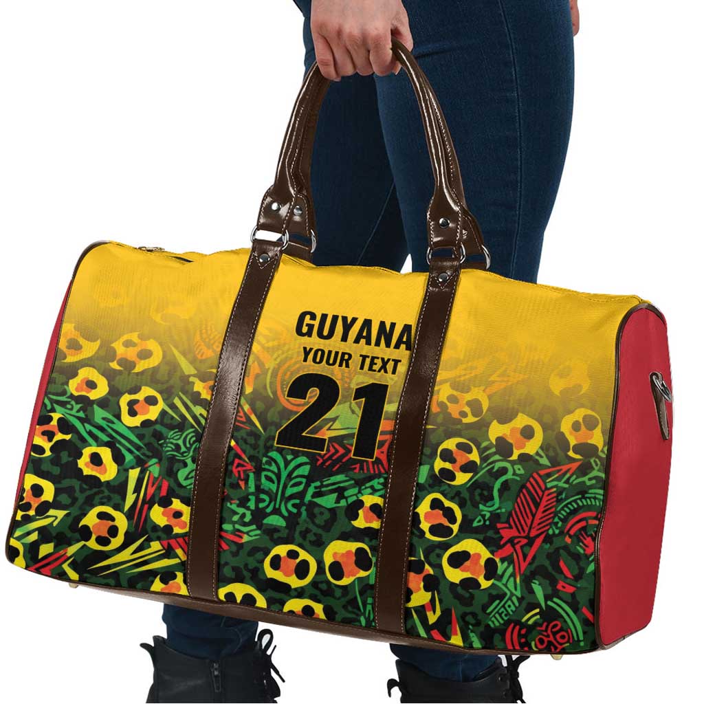 Custom Guyana Football Travel Bag Spirit of the Jaguar - Yellow - Wonder Print Shop