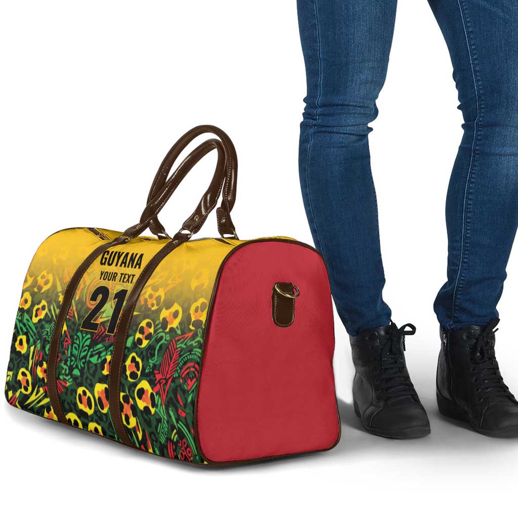 Custom Guyana Football Travel Bag Spirit of the Jaguar - Yellow - Wonder Print Shop