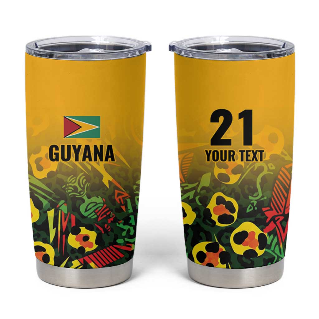 Custom Guyana Football Tumbler Cup Spirit of the Jaguar - Yellow - Wonder Print Shop