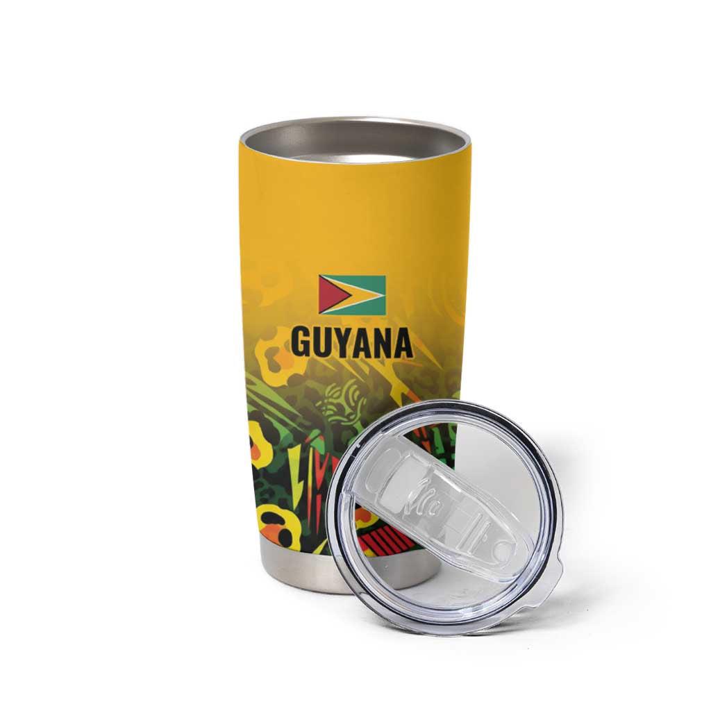 Custom Guyana Football Tumbler Cup Spirit of the Jaguar - Yellow - Wonder Print Shop