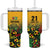 Custom Guyana Football Tumbler With Handle Spirit of the Jaguar - Yellow - Wonder Print Shop