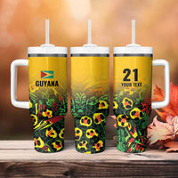 Custom Guyana Football Tumbler With Handle Spirit of the Jaguar - Yellow - Wonder Print Shop