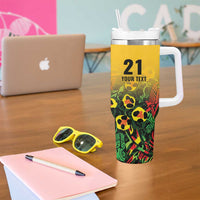 Custom Guyana Football Tumbler With Handle Spirit of the Jaguar - Yellow - Wonder Print Shop