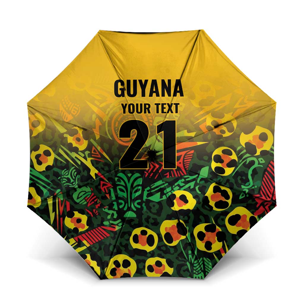 Custom Guyana Football Umbrella Spirit of the Jaguar - Yellow - Wonder Print Shop