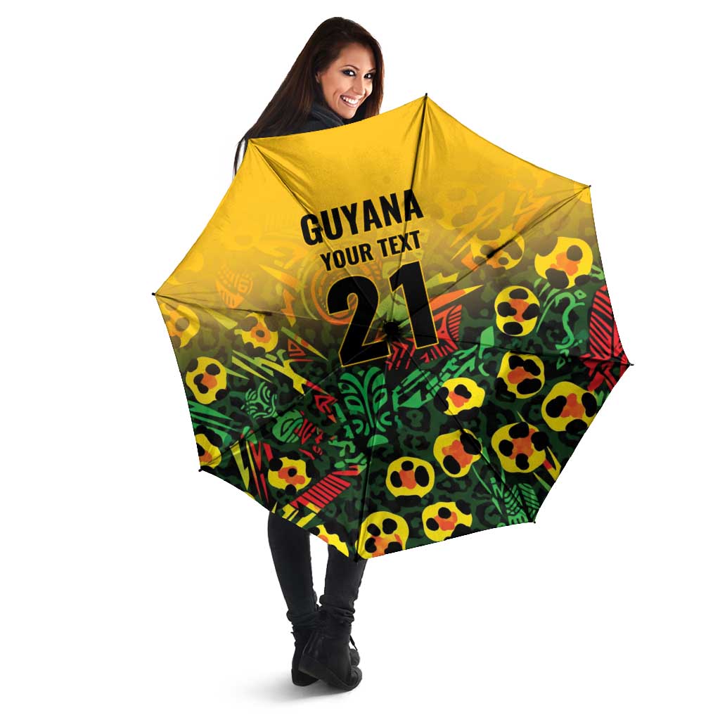 Custom Guyana Football Umbrella Spirit of the Jaguar - Yellow - Wonder Print Shop