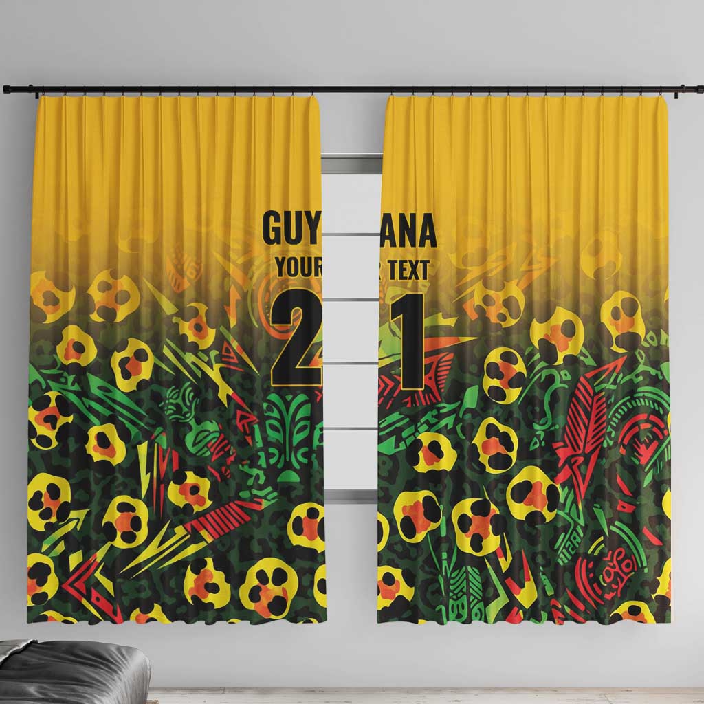 Custom Guyana Football Window Curtain Spirit of the Jaguar - Yellow - Wonder Print Shop